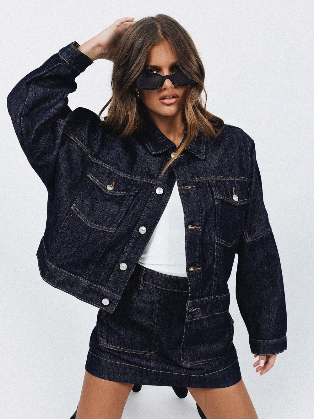 Princess Polly Hughes Jacket Dark Wash Denim Jacket - Size 0
